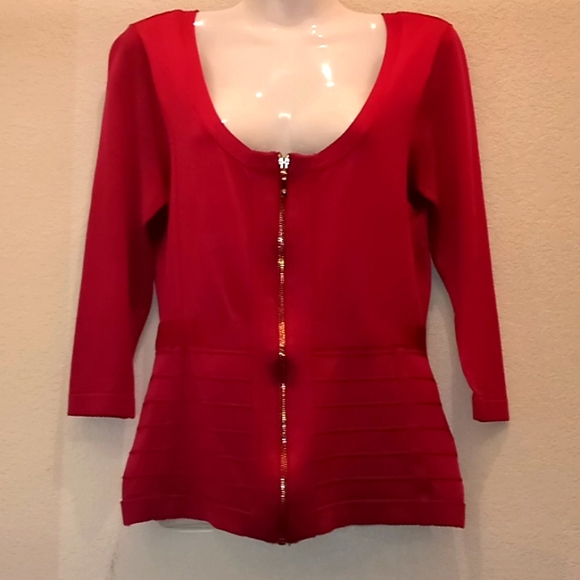 Boston Proper Sexy Raspberry Fitted Scoop Neck Sweater - Picture 4 of 9